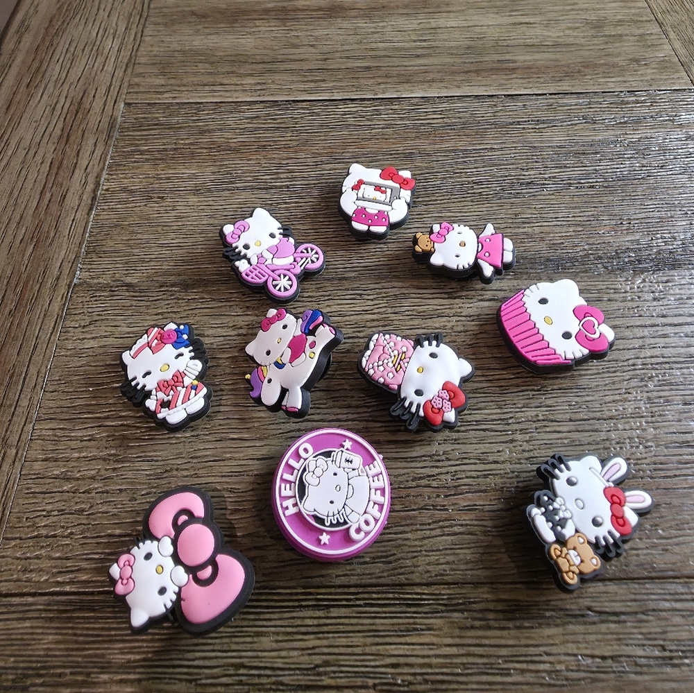 Hello Kitty Pink White Multicolor Shoe Charms Set